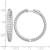 Sterling Shimmer Sterling Silver Rhodium-plated 68 Stone 2.25mm CZ in and Out Round Hinged Hoop Earrings view 4