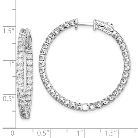 Sterling Silver CZ 2.25mm Hinged Hoops