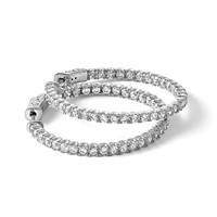 Sterling Shimmer Black Rhodium-plated 68 Stone 2.25mm CZ in and Out Round Hinged Hoop Earrings view 5