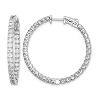 Sterling Shimmer Sterling Silver Rhodium-plated 68 Stone 2.25mm CZ in and Out Round Hinged Hoop Earrings view 1