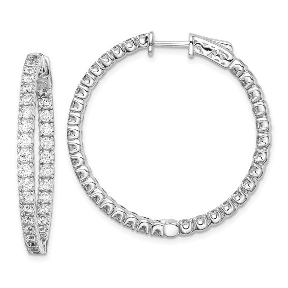 Sterling Silver CZ 2.25mm Hinged Hoops