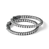 Sterling Shimmer Sterling Silver Rhodium-plated 68 Stone 2.25mm CZ in and Out Round Hinged Hoop Earrings view 5
