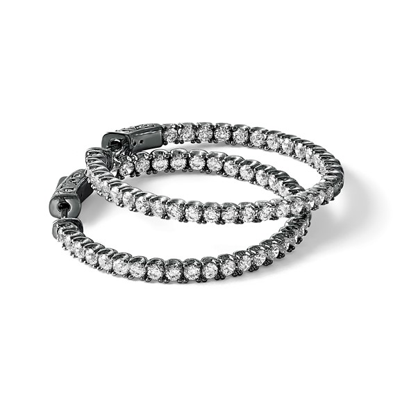 Sterling Silver CZ 2.25mm Hinged Hoops