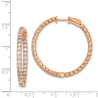 Sterling Shimmer Sterling Silver Rose-tone Flash Rose Gold-plated 68 Stone 2.25mm CZ in and Out Round Hinged Hoop Earrings view 4
