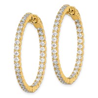 Sterling Shimmer Sterling Silver Gold-tone Flash Gold-plated 68 Stone 2.25mm CZ in and Out Round Hinged Hoop Earrings view 2