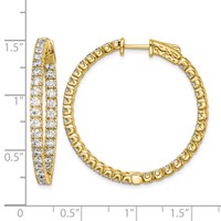 Sterling Shimmer Sterling Silver Gold-tone Flash Gold-plated 68 Stone 2.25mm CZ in and Out Round Hinged Hoop Earrings view 4