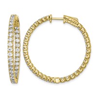 Sterling Shimmer Sterling Silver Gold-tone Flash Gold-plated 68 Stone 2.25mm CZ in and Out Round Hinged Hoop Earrings view 1