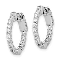 Sterling Shimmer Sterling Silver Rhodium-plated 32 Stone 2mm CZ in and Out Round Hinged Hoop Earrings view 2