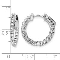 Sterling Shimmer Sterling Silver Rhodium-plated 32 Stone 2mm CZ in and Out Round Hinged Hoop Earrings view 4