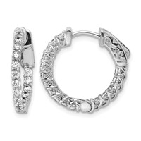 Sterling Shimmer Sterling Silver Rhodium-plated 32 Stone 2mm CZ in and Out Round Hinged Hoop Earrings view 1
