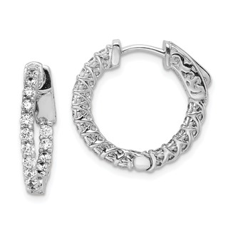 Sterling Silver 2mm CZ Hinged Hoops