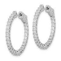 Sterling Shimmer Sterling Silver Rhodium-plated 52 Stone 2mm CZ in and Out Round Hinged Hoop Earrings view 2