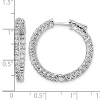 Sterling Shimmer Sterling Silver Rhodium-plated 52 Stone 2mm CZ in and Out Round Hinged Hoop Earrings view 4