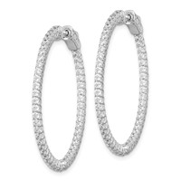 Sterling Shimmer Sterling Silver Rhodium-plated 96 Stone 1.7mm CZ in and Out Round Hinged Hoop Earrings view 2