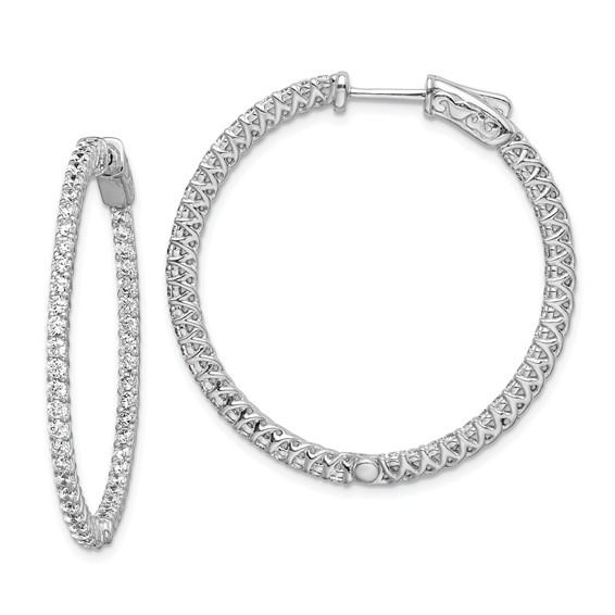Sterling Silver 1.7mm CZ Hinged Hoops