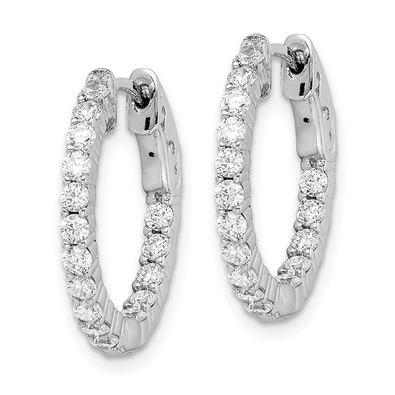 Sterling Silver CZ 2mm Hinged Hoops