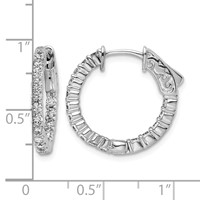 Sterling Shimmer Sterling Silver Rhodium-plated 32 Stone 2.0mm CZ in and Out Round Hinged Hoop Earrings view 4