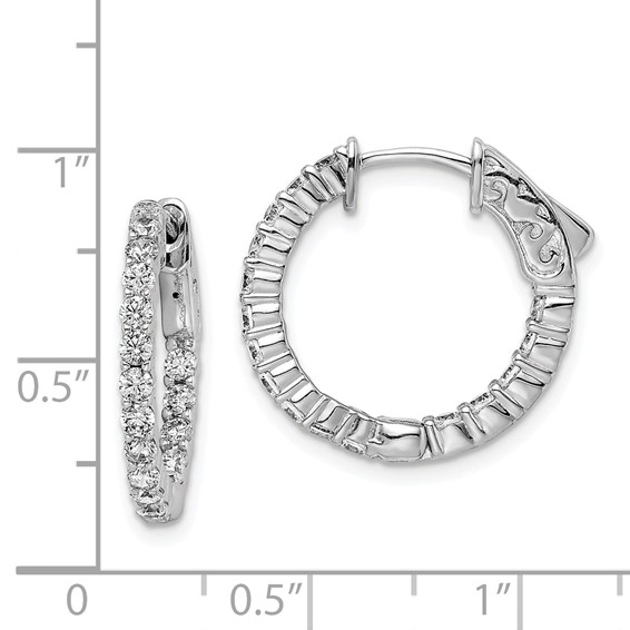 Sterling Silver CZ 2mm Hinged Hoops