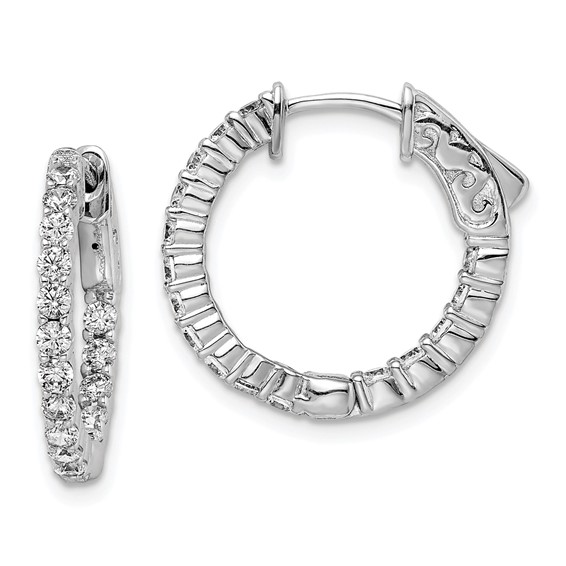 Sterling Silver CZ 2mm Hinged Hoops