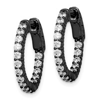 Sterling Shimmer Black Rhodium-plated 32 Stone 2.0mm CZ in and Out Round Hinged Hoop Earrings view 2