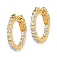 Sterling Shimmer Sterling Silver Gold-tone Flash Gold-plated 32 Stone 2.0mm CZ in and Out Round Hinged Hoop Earrings view 2