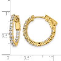 Sterling Shimmer Sterling Silver Gold-tone Flash Gold-plated 32 Stone 2.0mm CZ in and Out Round Hinged Hoop Earrings view 4