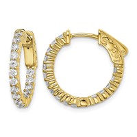 Sterling Shimmer Sterling Silver Gold-tone Flash Gold-plated 32 Stone 2.0mm CZ in and Out Round Hinged Hoop Earrings view 1