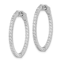 Sterling Shimmer Sterling Silver Rhodium-plated 66 Stone 2.0mm CZ in and Out Round Hinged Hoop Earrings view 2