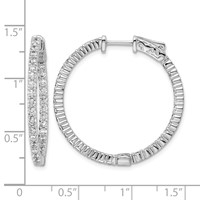 Sterling Shimmer Sterling Silver Rhodium-plated 66 Stone 2.0mm CZ in and Out Round Hinged Hoop Earrings view 4