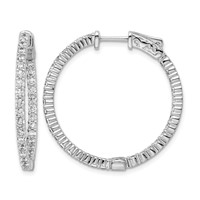 Sterling Shimmer Sterling Silver Rhodium-plated 66 Stone 2.0mm CZ in and Out Round Hinged Hoop Earrings view 1