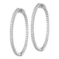 Sterling Shimmer Sterling Silver Rhodium-plated 100 Stone 2mm CZ in and Out Round Hinged Hoop Earrings view 2