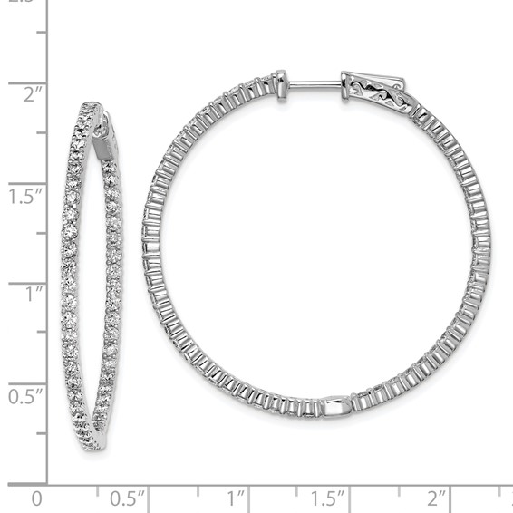 Sterling Silver CZ 2mm Hinged Hoops