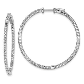 Sterling Silver CZ 2mm Hinged Hoops