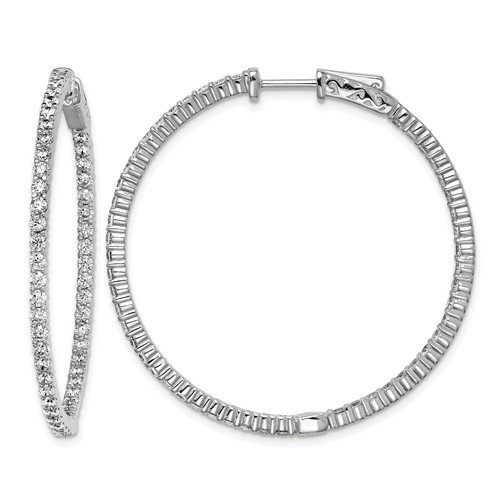 Sterling Shimmer Sterling Silver Rhodium-plated 100 Stone 2mm CZ in and Out Round Hinged Hoop Earrings
