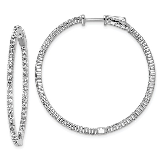 Sterling Silver CZ 2mm Hinged Hoops