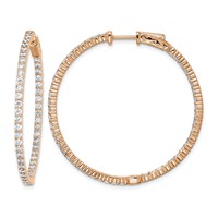 Sterling Shimmer Sterling Silver Rose-tone Flash Rose Gold-plated 78 Stone 2mm CZ in and Out Round Hinged Hoop Earrings view 1