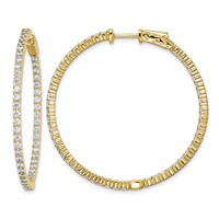 Sterling Shimmer Sterling Silver Gold-tone Flash Gold-plated 100 Stone 2mm CZ in and Out Round Hinged Hoop Earrings view 1