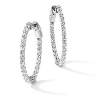 Sterling Shimmer Black Rhodium-plated 46 Stone 2.25mm CZ in and Out Oval Hinged Hoop Earrings view 5