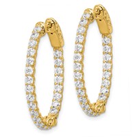Sterling Shimmer Sterling Silver Gold-tone Flash Gold-plated 46 Stone 2.25mm CZ in and Out Oval Hinged Hoop Earrings view 2