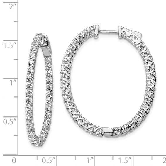 Sterling Silver CZ Oval Hinged Hoops