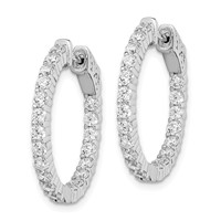 Sterling Shimmer Sterling Silver Rhodium-plated 40 Stone 2.3mm CZ in and Out Round Hinged Hoop Earrings view 2