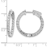 Sterling Shimmer Sterling Silver Rhodium-plated 40 Stone 2.3mm CZ in and Out Round Hinged Hoop Earrings view 4