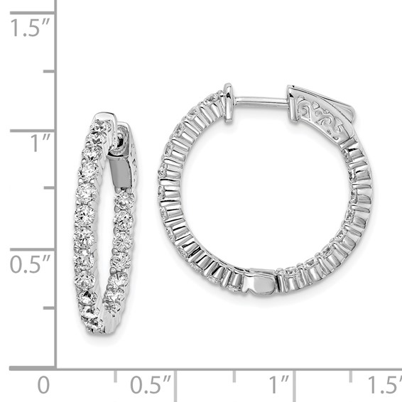 Sterling Silver 2.3mm CZ Hinged Hoops