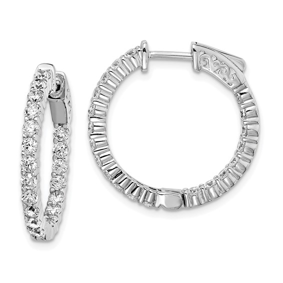 Sterling Silver 2.3mm CZ Hinged Hoops