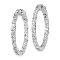Sterling Shimmer Sterling Silver Rhodium-plated 60 Stone 2.25mm CZ in and Out Round Hinged Hoop Earrings view 2