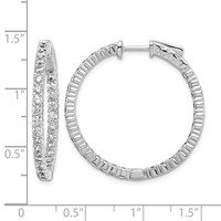 Sterling Shimmer Sterling Silver Rhodium-plated 60 Stone 2.25mm CZ in and Out Round Hinged Hoop Earrings view 4