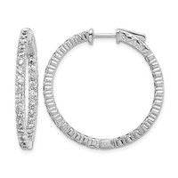 Sterling Shimmer Sterling Silver Rhodium-plated 60 Stone 2.25mm CZ in and Out Round Hinged Hoop Earrings view 1