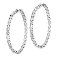 Sterling Shimmer Sterling Silver Rhodium-plated 54 Stone 3.5mm CZ in and Out Round Hinged Hoop Earrings view 2
