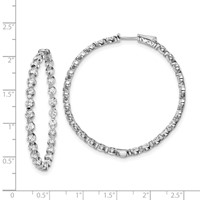 Sterling Shimmer Sterling Silver Rhodium-plated 54 Stone 3.5mm CZ in and Out Round Hinged Hoop Earrings view 4