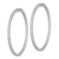 Sterling Shimmer Sterling Silver Rhodium-plated 126 Stone 2.25mm CZ in and Out Round Hinged Hoop Earrings view 2